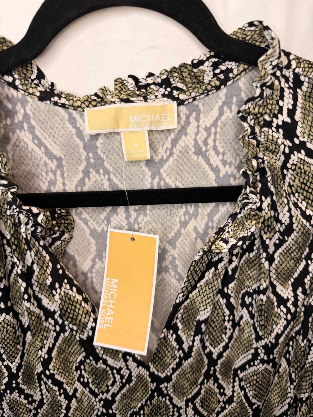 Michael Kors Black and Tan Snake-Print Sleeveless Shift Mini Dress - Picture 3 of 7